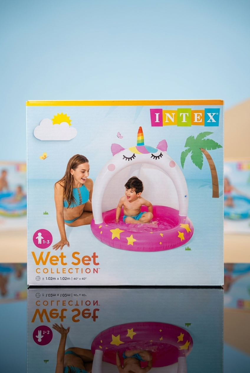 INTEX Wet Set Unicorn Baby Pool with Canopy (Ages 1-3)