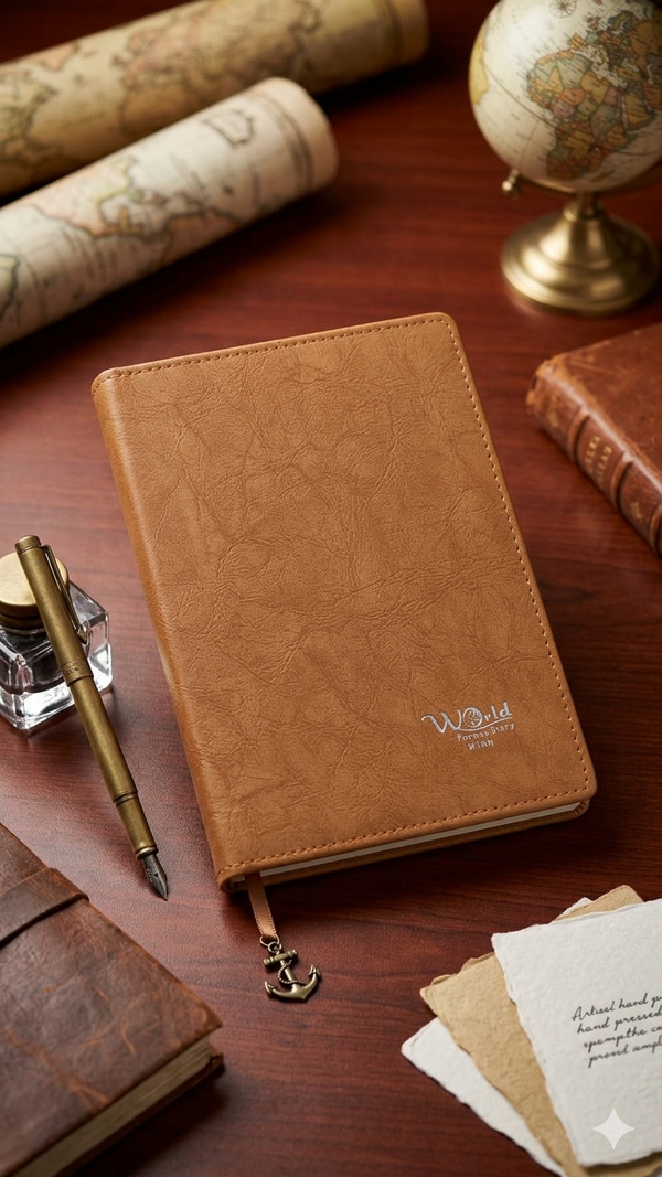 Premium Vintage Brown Leather Executive Journal - WORLD Forever Diary Large Size