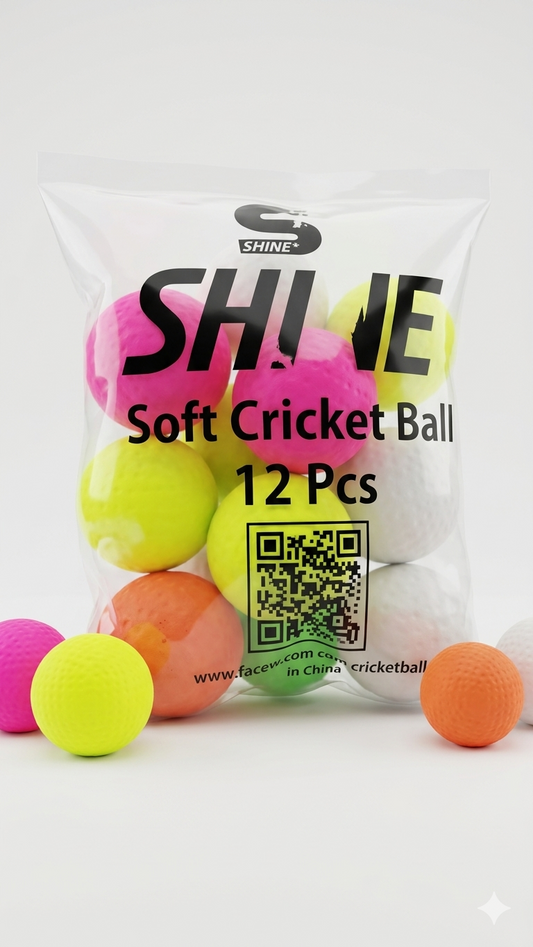 Shine Premium Multi-Color Soft Cricket Balls (Pack of 12 • Toddler, Youth & Net Practice Edition)