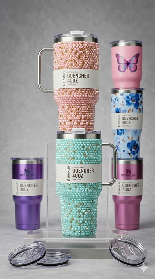✨ Premium Bling Pearl Quencher Tumblers – Luxury Edition