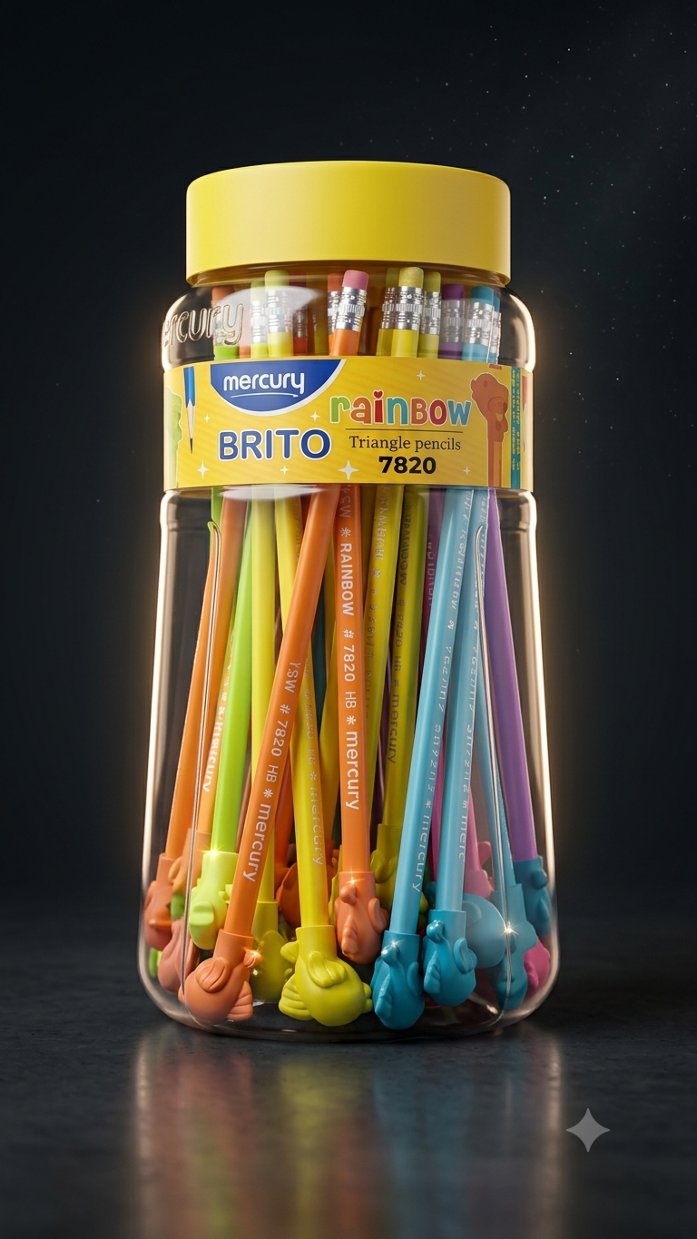 Mercury Rainbow Brito Triangle Pencils #7820 – HB Bulk Jar Pack