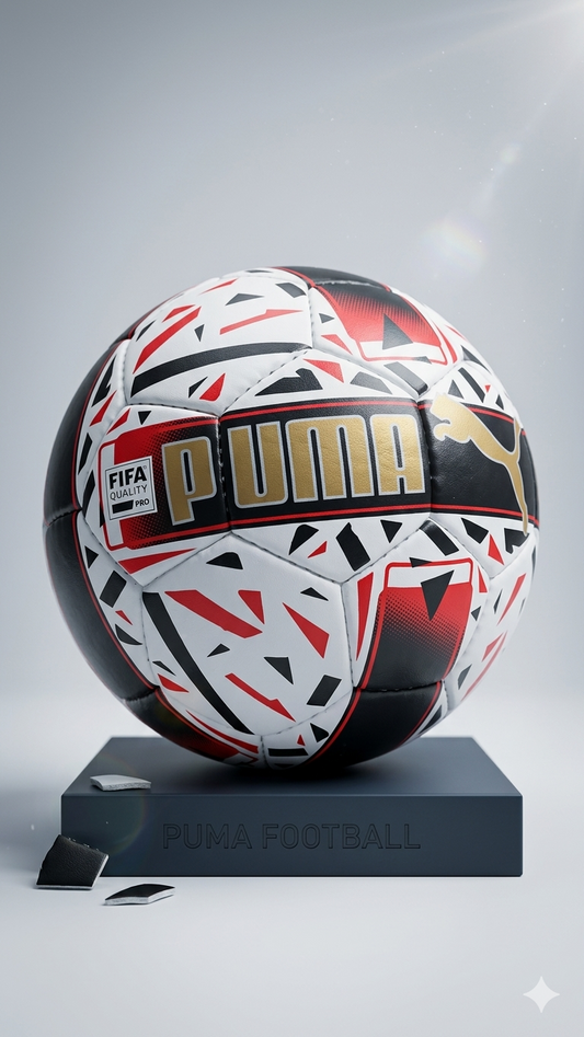Puma FIFA Quality Pro Hybrid Football (Size 5 • Geometric Red & Black Edition)