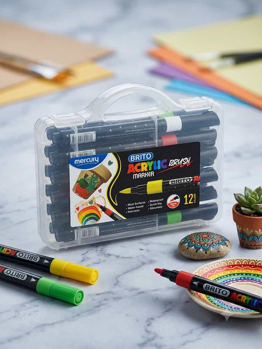 Mercury Brito Acrylic Brush Marker 12 Colors
