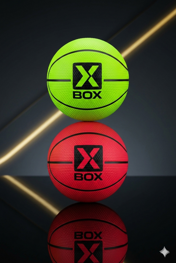 BOX Premium Mini Rubber Sports Balls (Pack of 1) – High-Grip Vibrant Neon Green & Crimson Red Toy Basketballs for Kids & Indoor Play