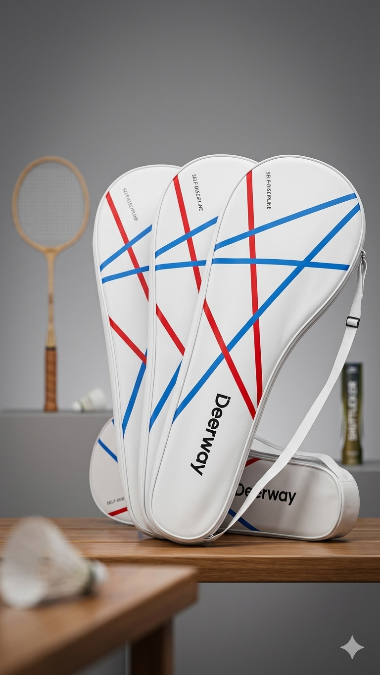 Deerway Premium Cross-Strap Badminton Racket Covers (Pack of 3 • Minimalist White Edition)