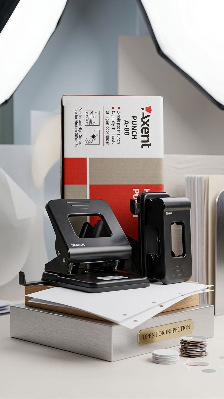 Axent A-80 Heavy Duty 2-Hole Paper Punch - Product View