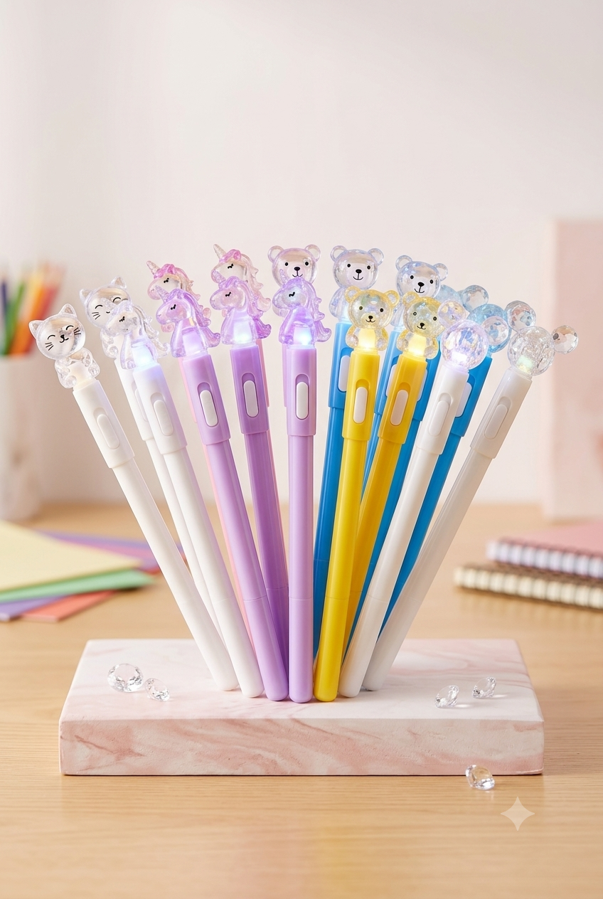 Light-Up Character Ballpen – Unicorn, Bear & Cat Glowing Pen 1 ballpen
