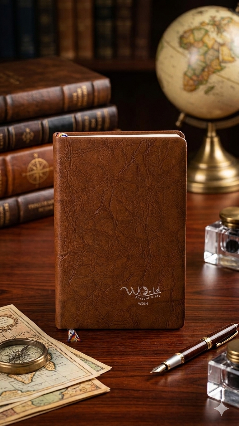 Premium "World Forever" Vintage Textured Leather Journal