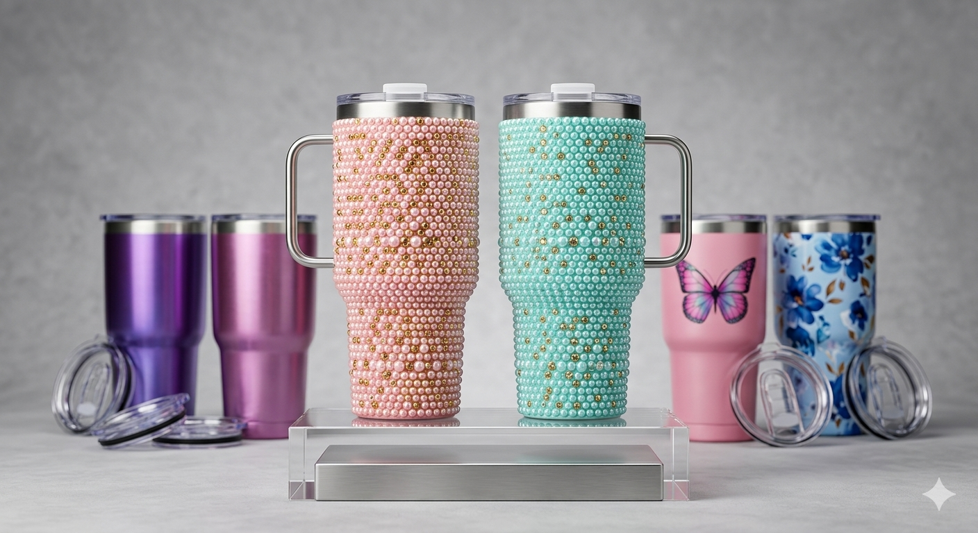 ✨ Premium Bling Pearl Quencher Tumblers – Luxury Edition
