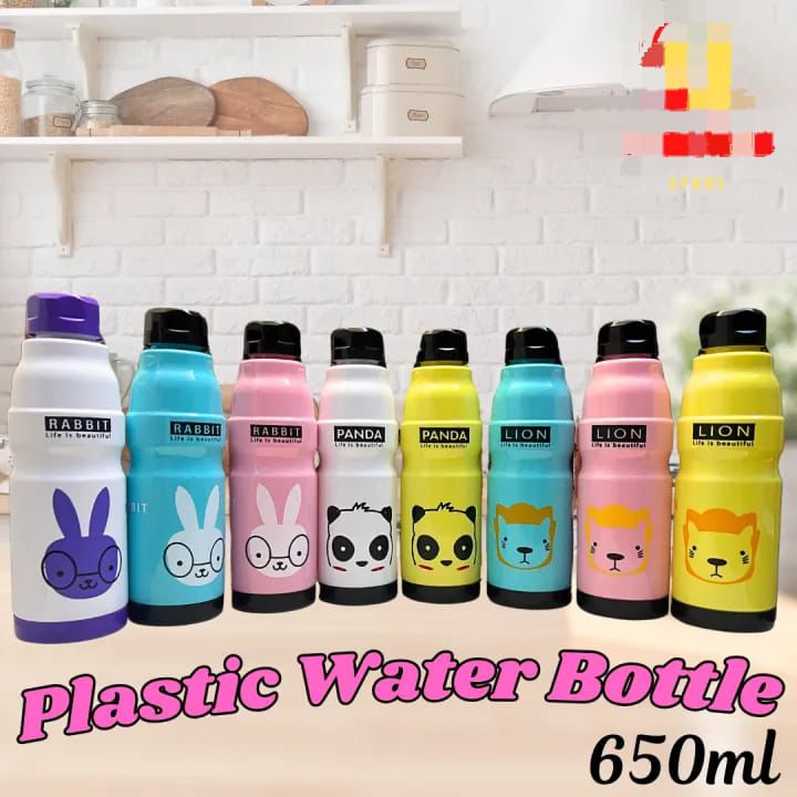 Plastic Water Bottle 650ml – Cute Cartoon Design