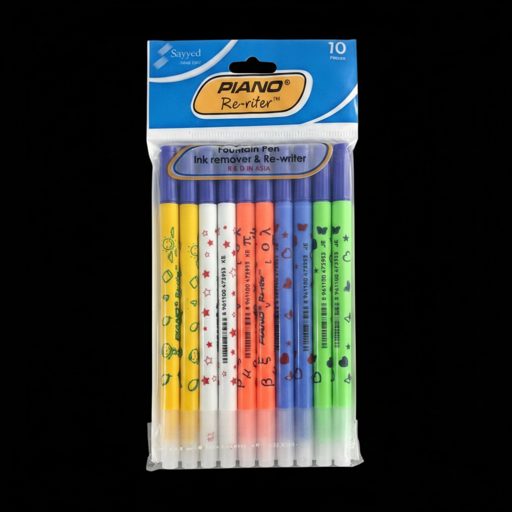 Piano Re-riter fountain pen ink remover re-writer pack of 10 dark background studio photo