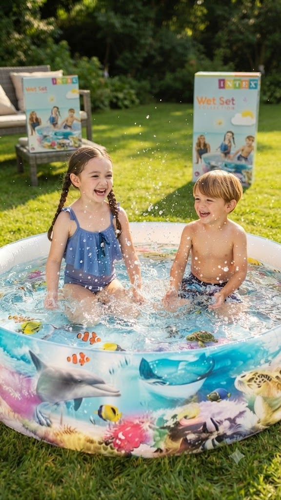 Intex Wet Set Collection Pool - Kids playing