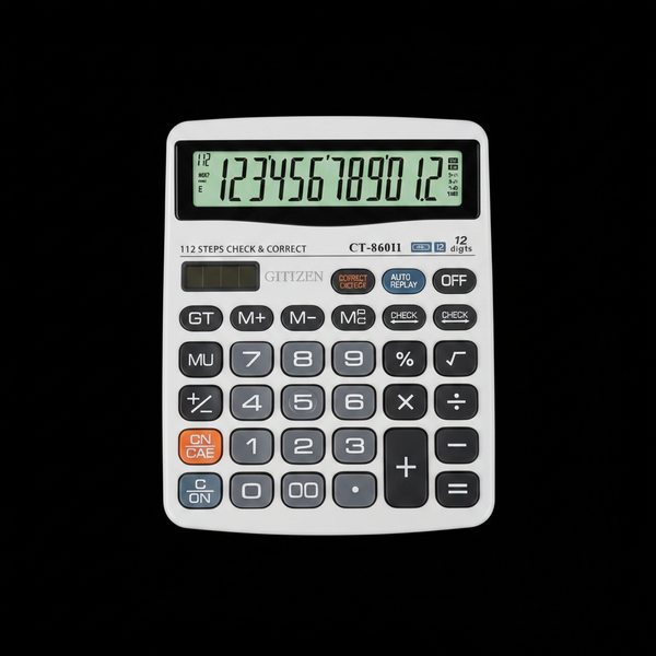 Gittizen CT-860II Check and Correct Calculator dark background studio photo