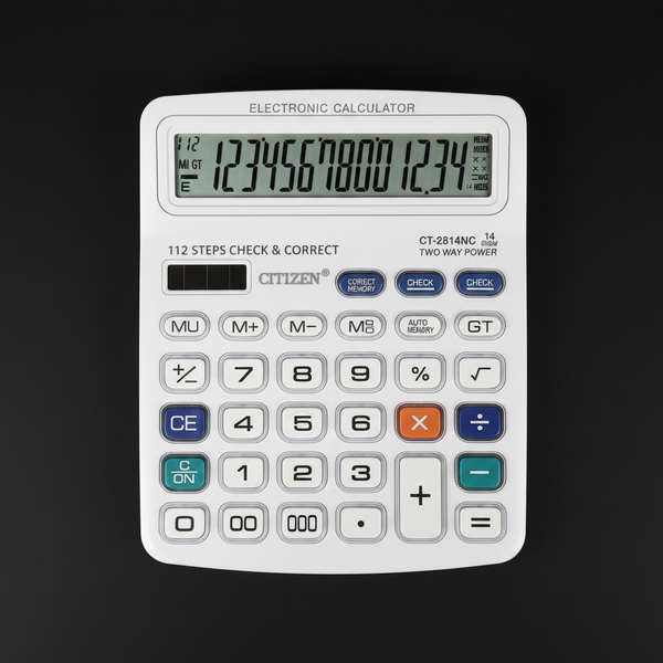 Citizen CT-2814NC Check and Correct Calculator dark background studio photo
