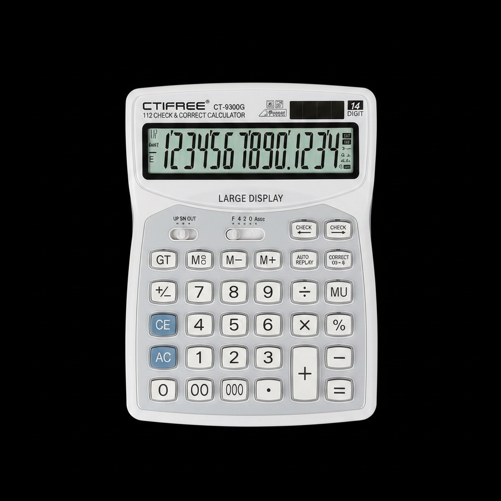 Ctifree CT-9300G Check and Correct Calculator dark background studio photo