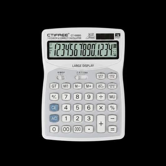 Ctifree CT-9300G Check and Correct Calculator dark background studio photo