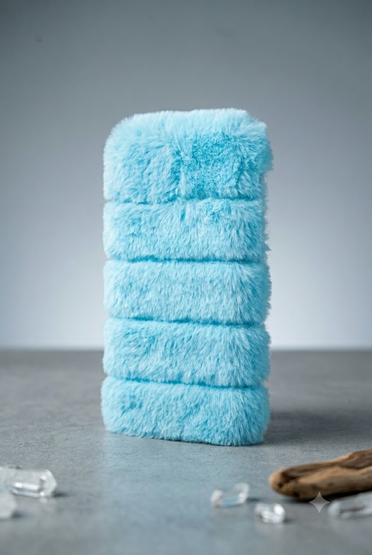 Fluffy Blue Pencil Pouch – Soft Fur Pencil Case for Girls