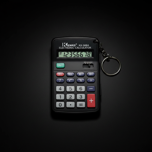 Kenko KK-568A Electronic Calculator black background studio photo