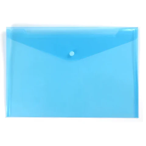 Transparent Snap Button Envelope Folder - Blue (A4)